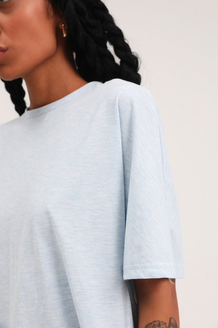 Sırt Dekolteli Tişört Bebe Mavi