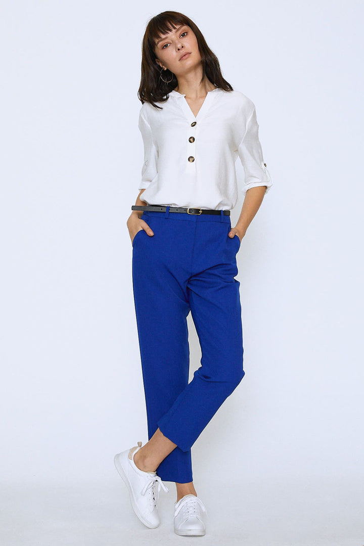 Beli Kemerli Kısa Paça Pantolon Sax