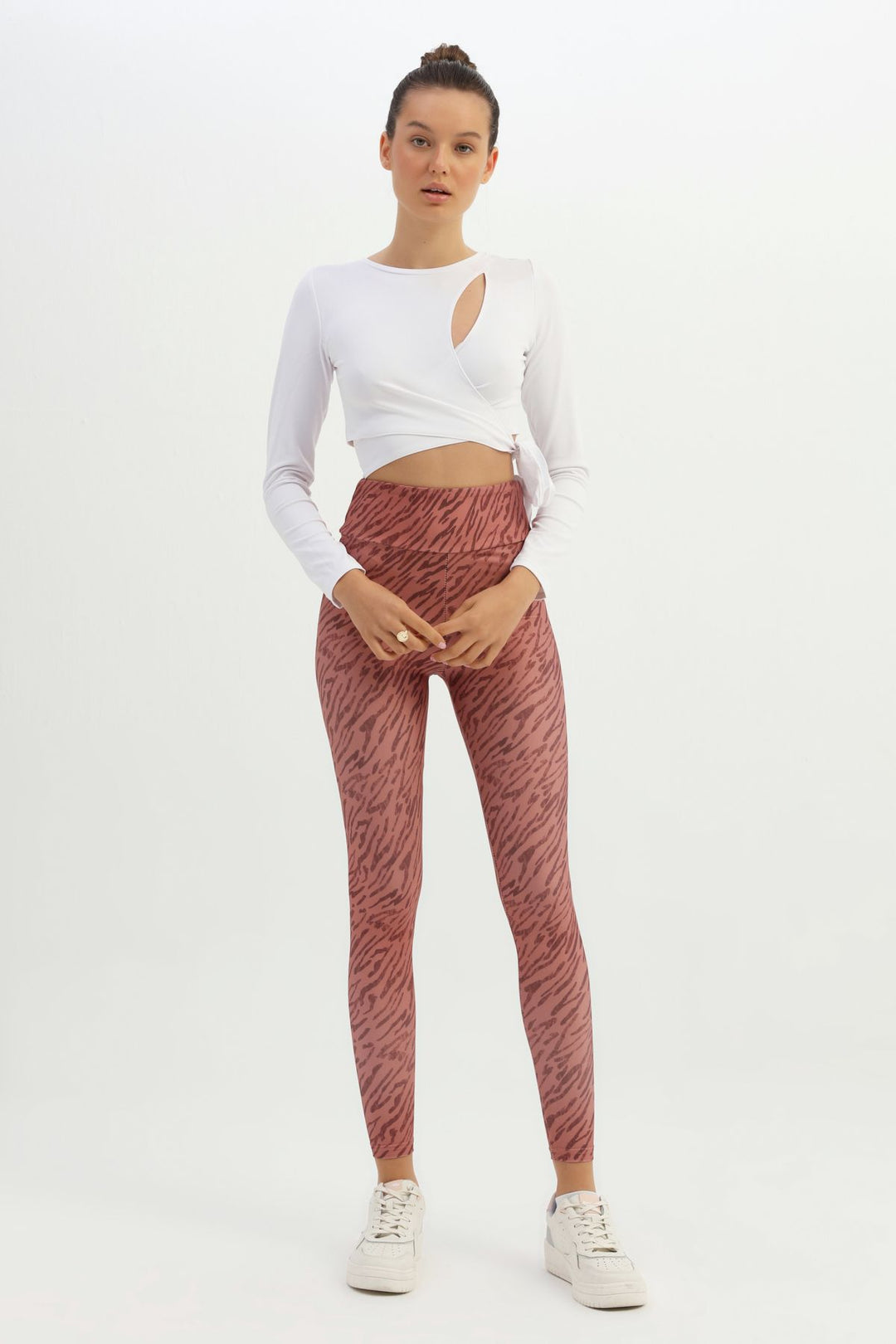 Patterned High Waist Sport Leggings Salmon