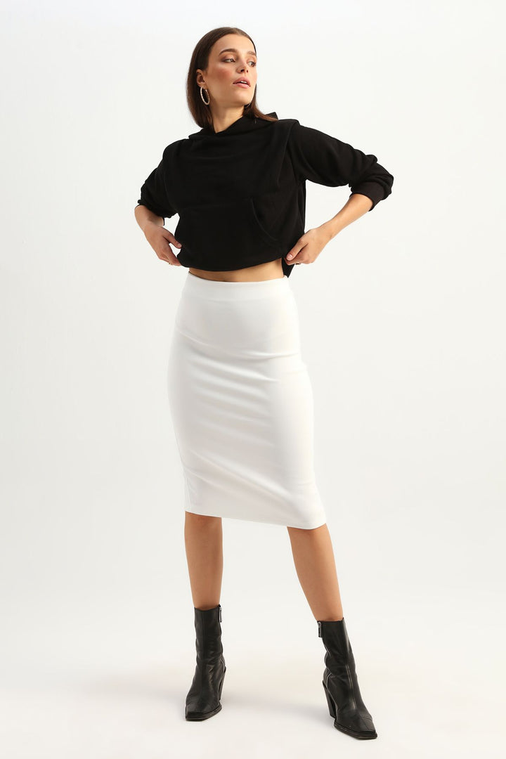 Midi Pencil Skirt Ecru