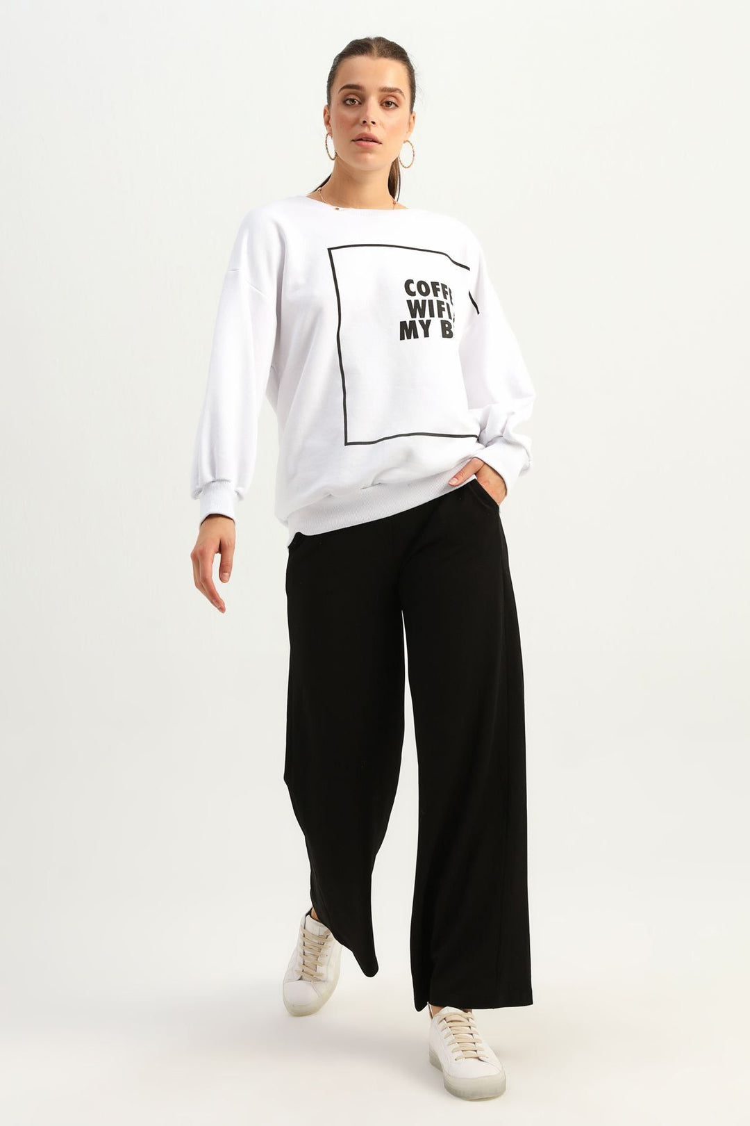 Letter Printed Sweatshirt White