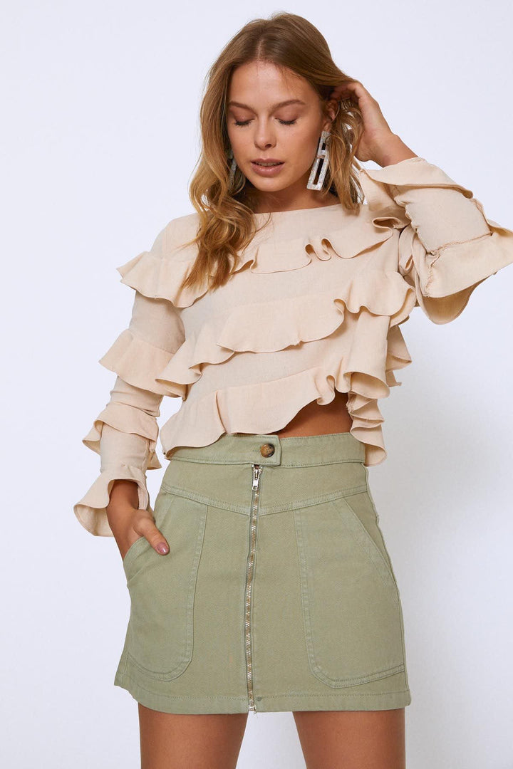 Frilly Layered Blouse Stone