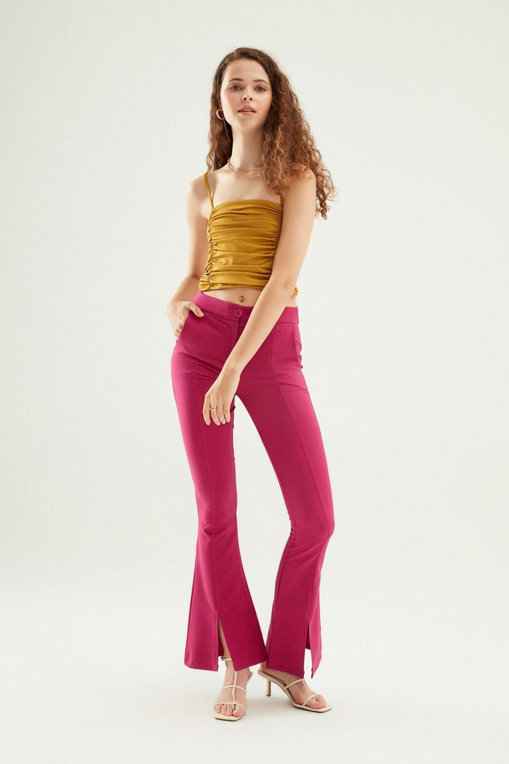 İspanyol Paça Yüksek Bel Pantolon Orkide