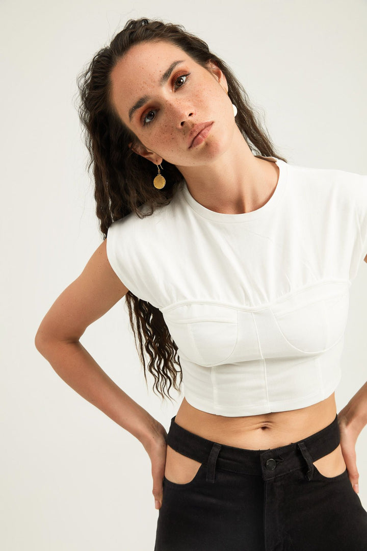 Sleeveless Crop T-Shirt Ecru