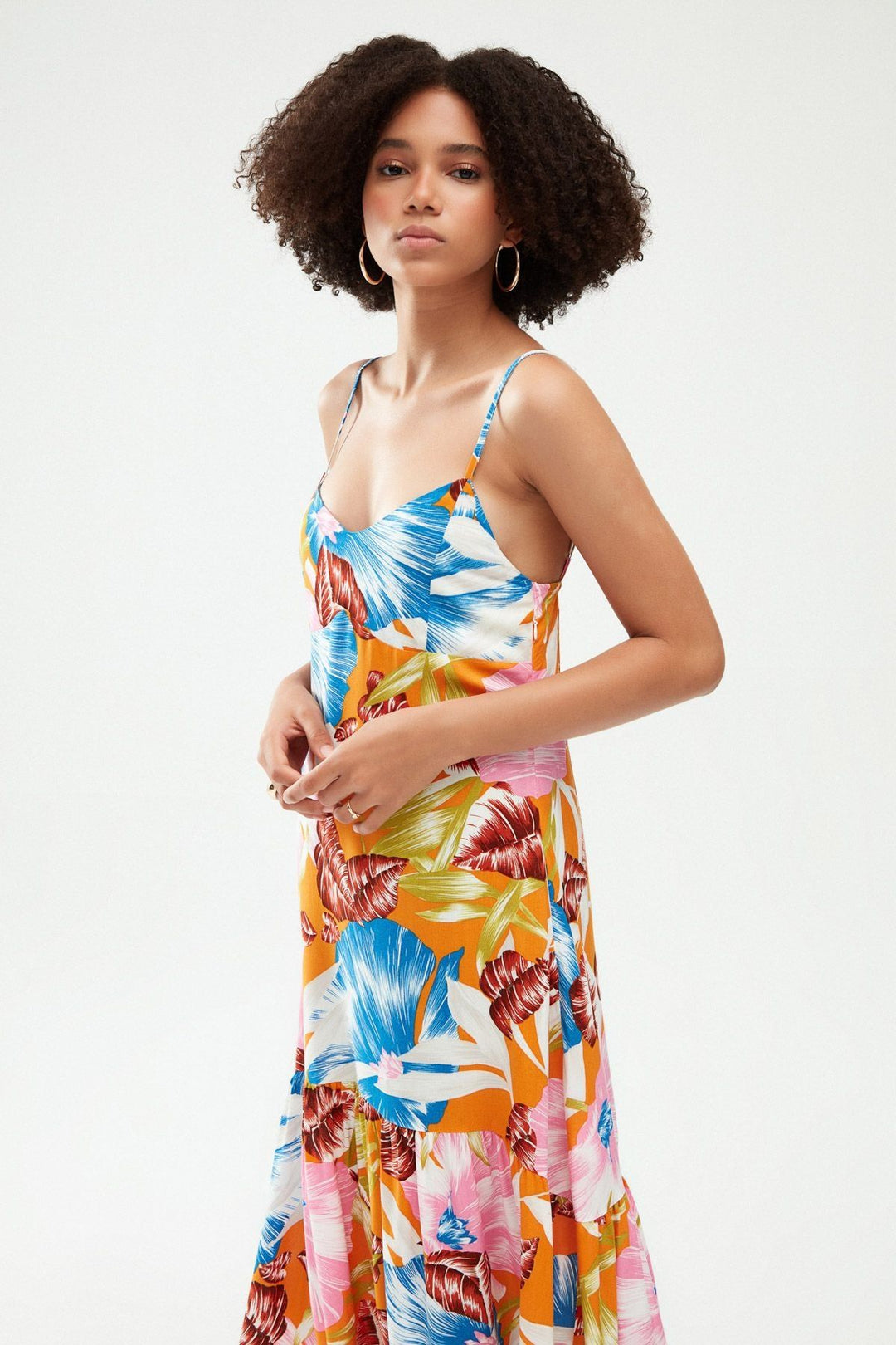 Patterned Strap Dress Orange