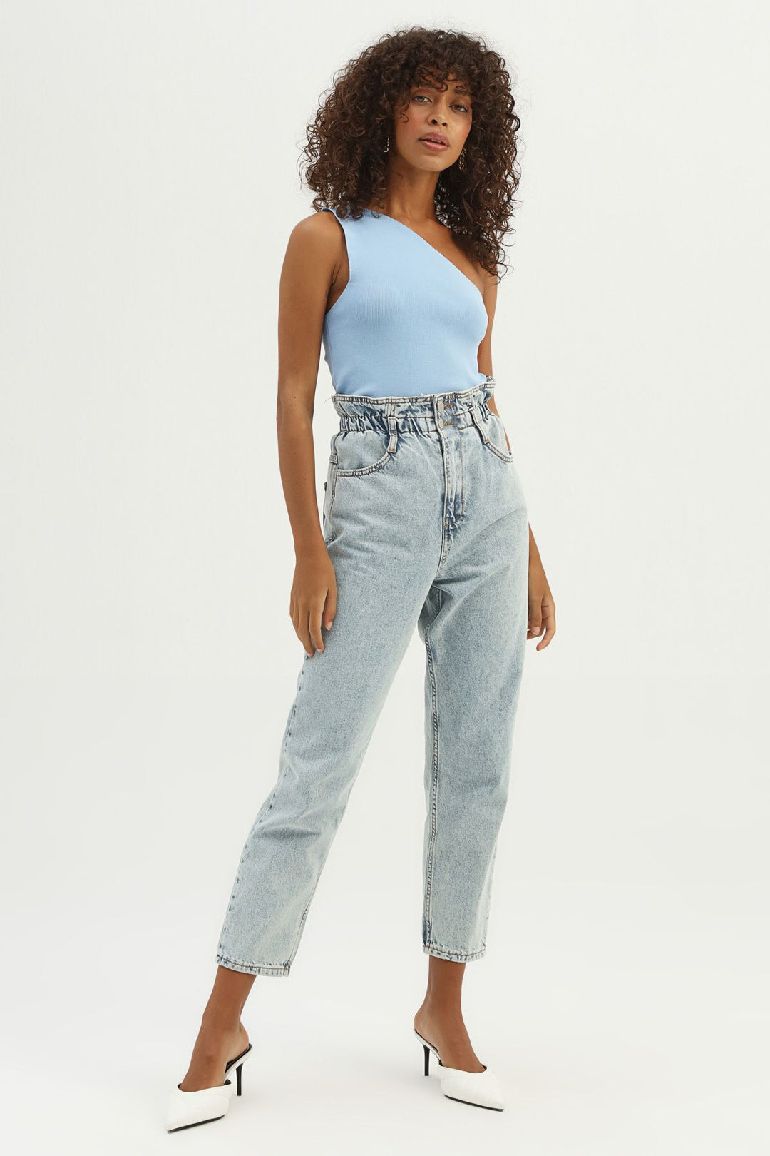 One Shoulder Knitwear Baby Blue