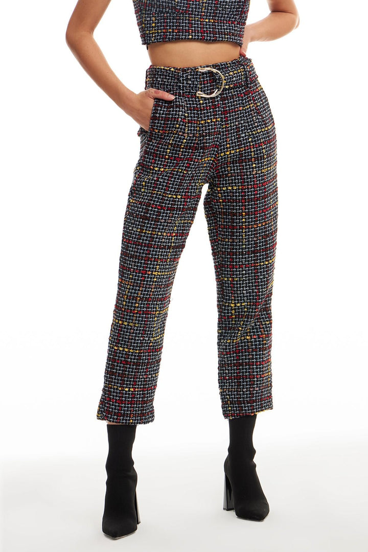 Kemerli Tüvit Pantolon Siyah