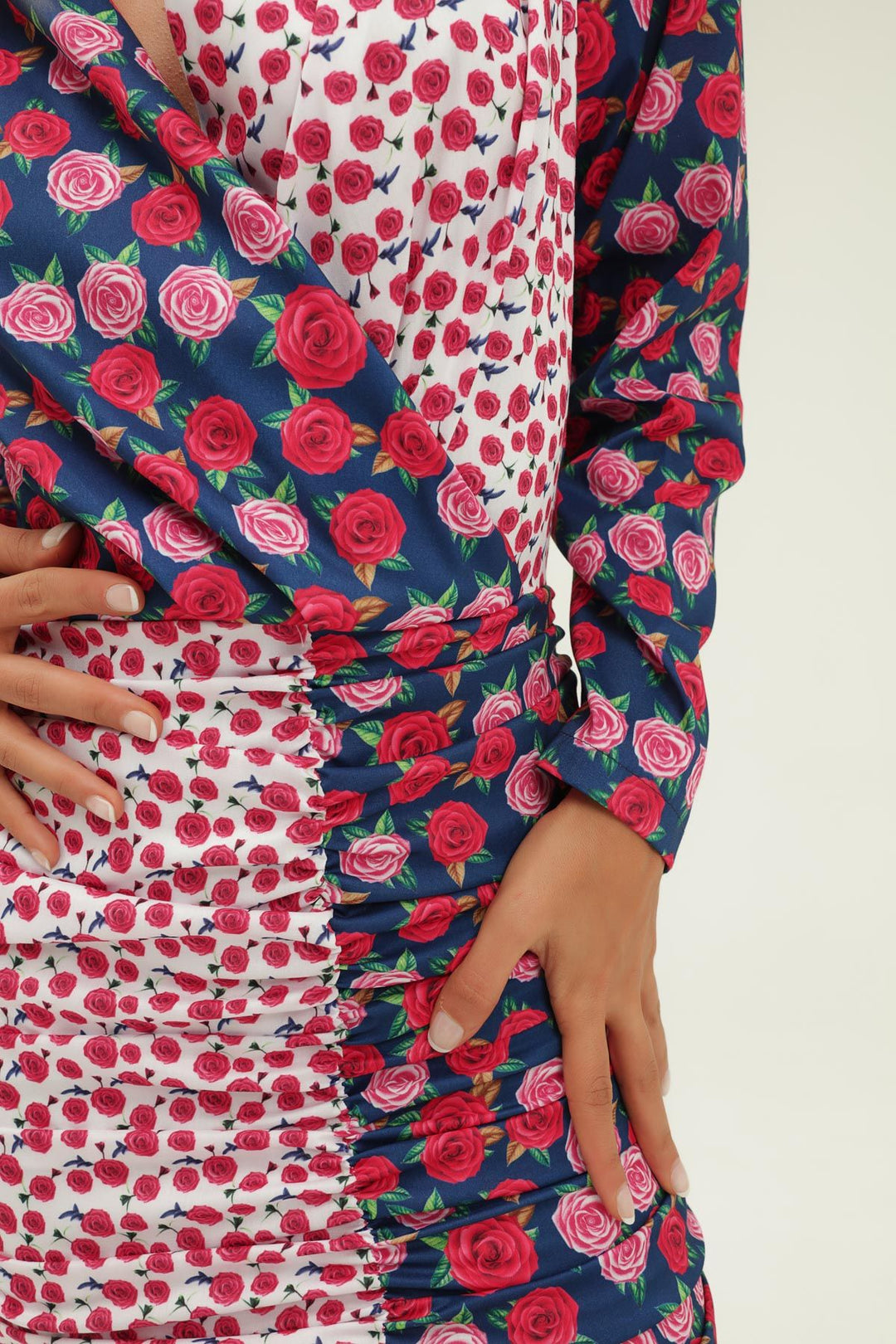 Floral Waistband Double Breasted Dress Fuchsia