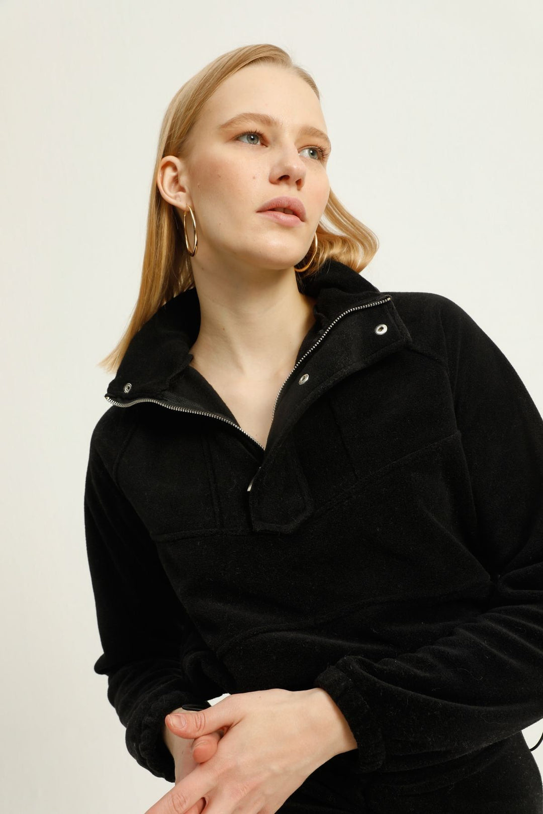 Hooded Fleece Sweatshirt Black