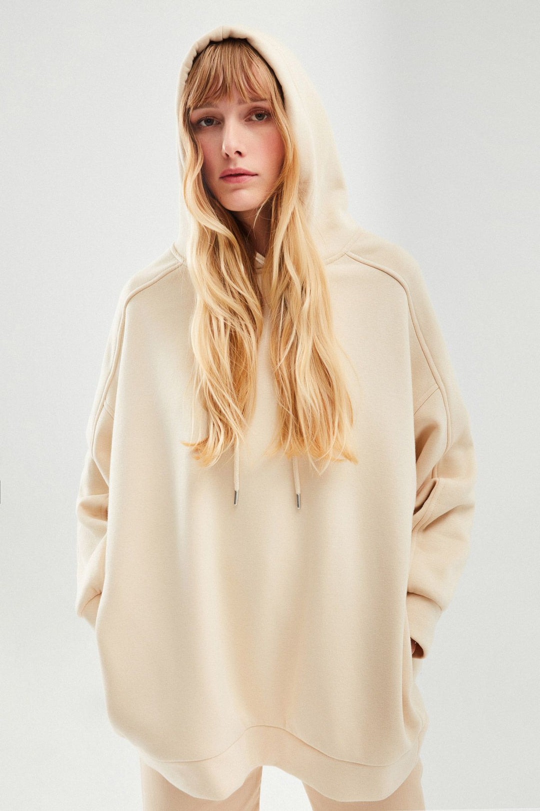 Hooded Oversize Sweatshirt Beige