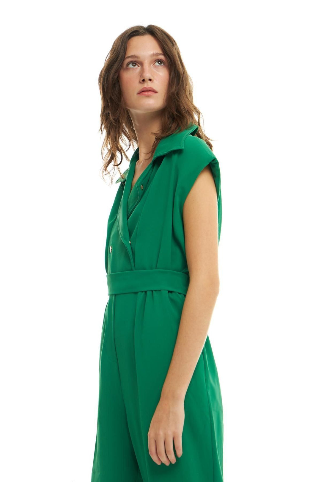 Waist Belted Jumpsuit Green