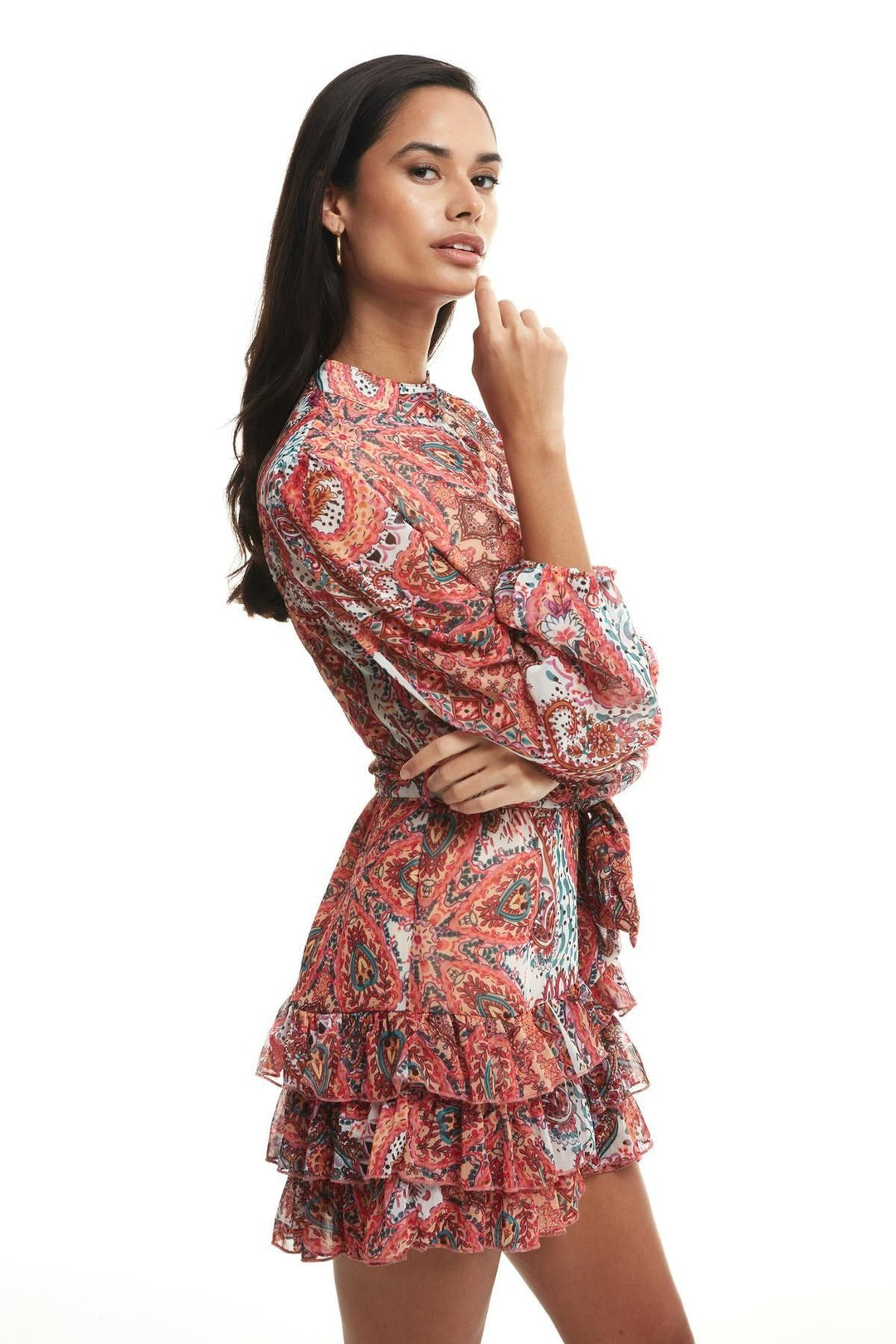 Pleat Detailed Mini Dress Fuchsia