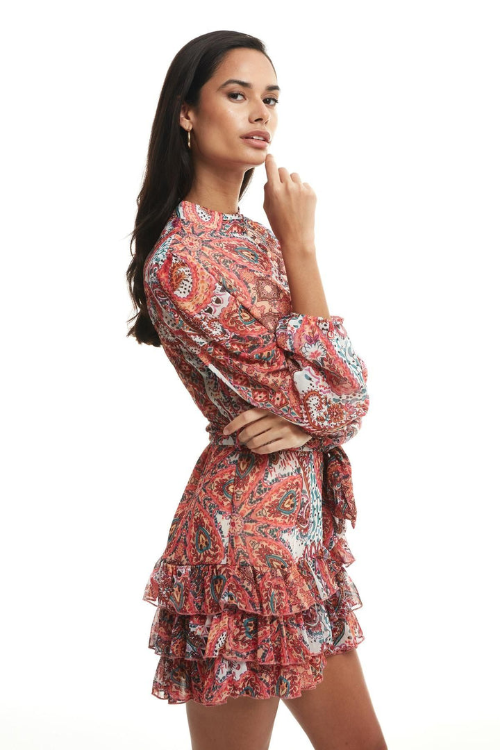 Pleat Detailed Mini Dress Fuchsia