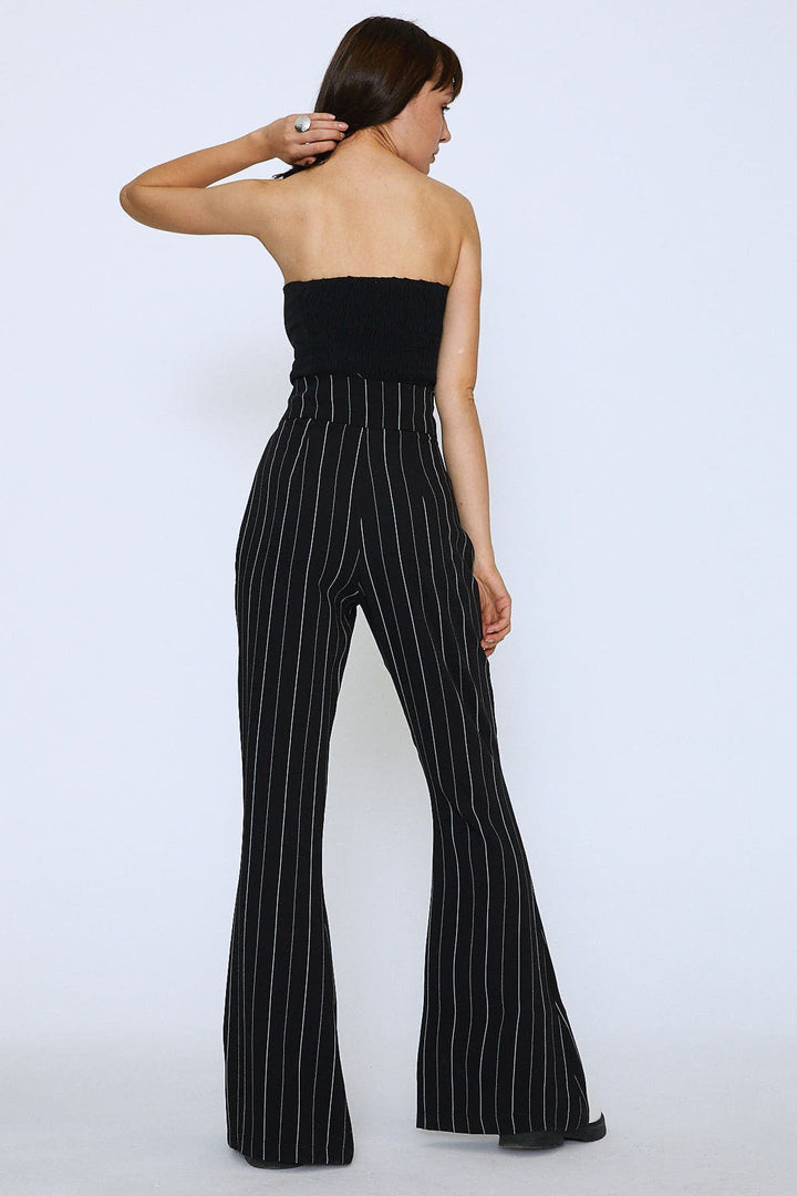 Spanish High Waist Striped Trousers Black