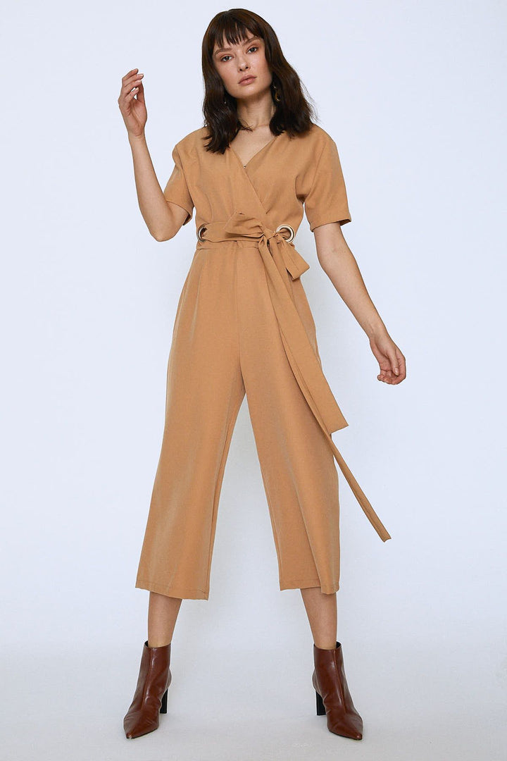 Beli Kemerli Kruvaze Tulum Camel