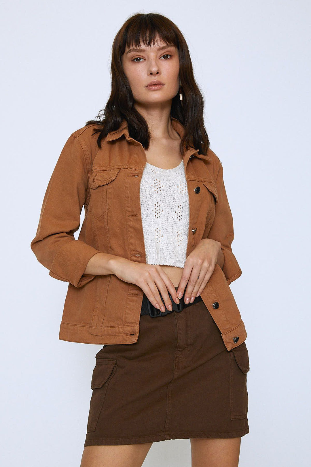 Gabardine Denim Jacket Camel