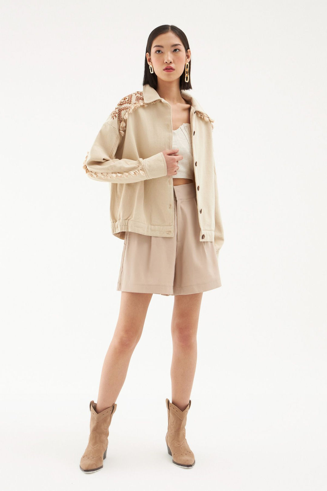 Püskül Detaylı Ceket Taş