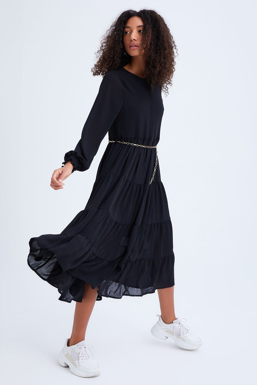 Chain Belt Dress Black