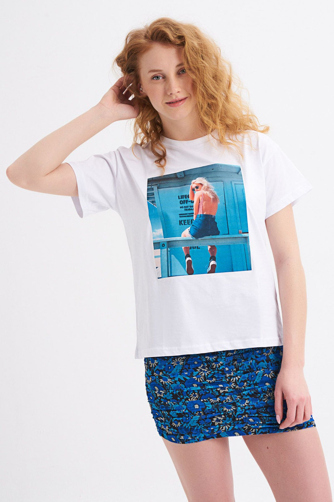 Baskılı Tişört Beyaz