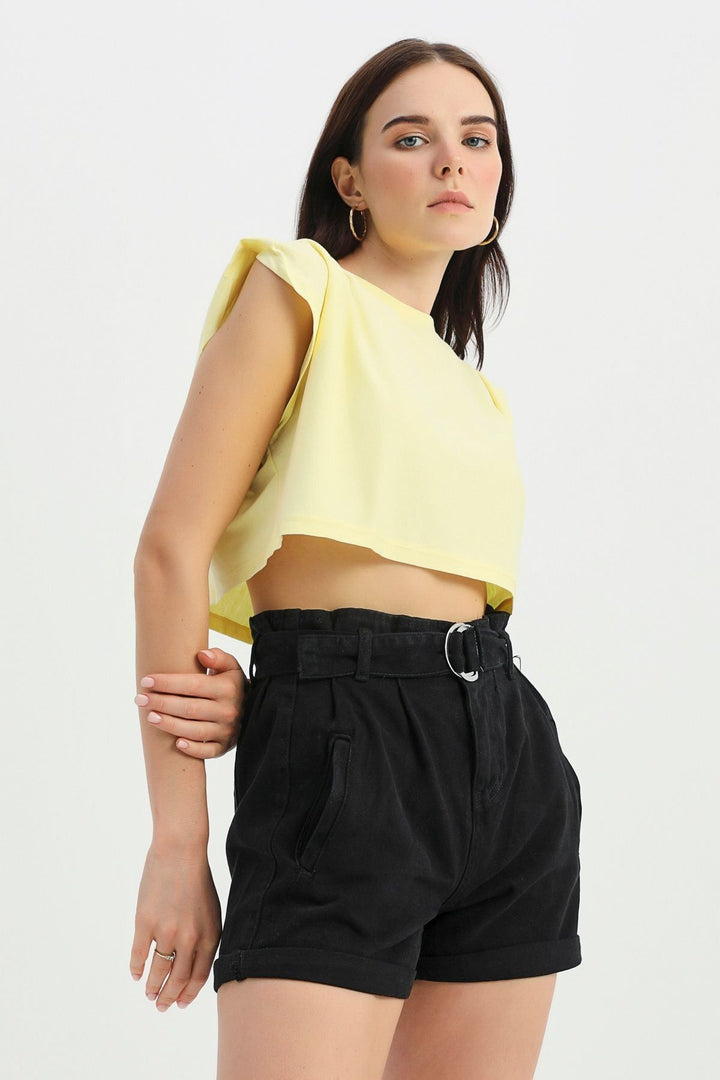 Crop Tişört Sarı