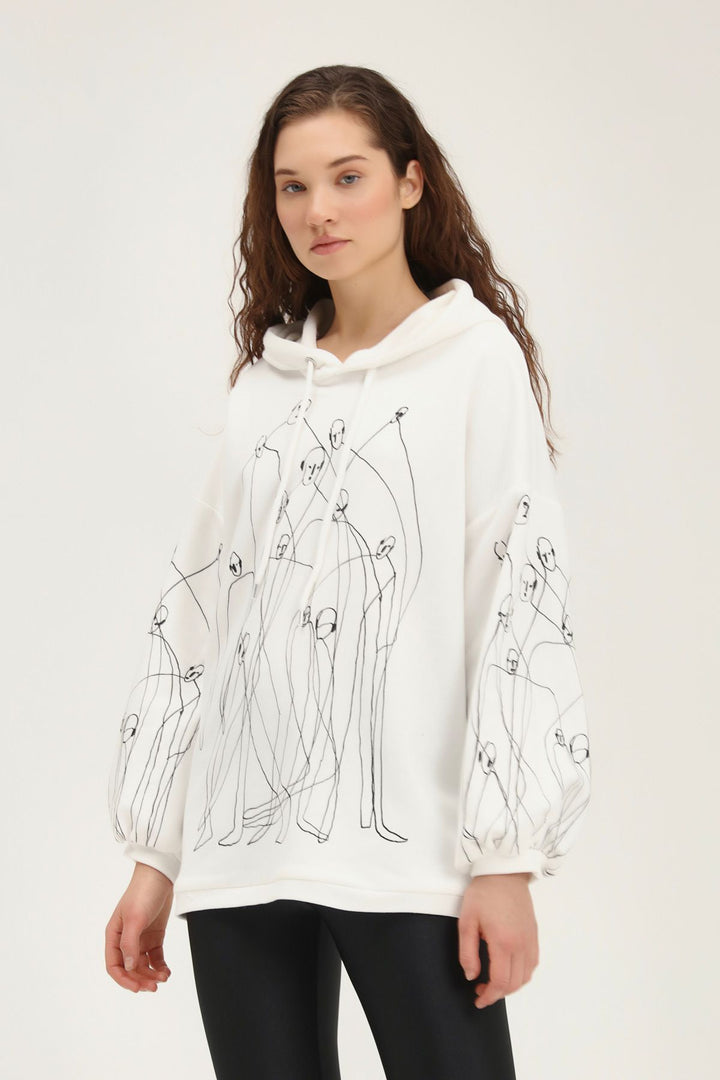 Printed Oversize Sweatshirt White