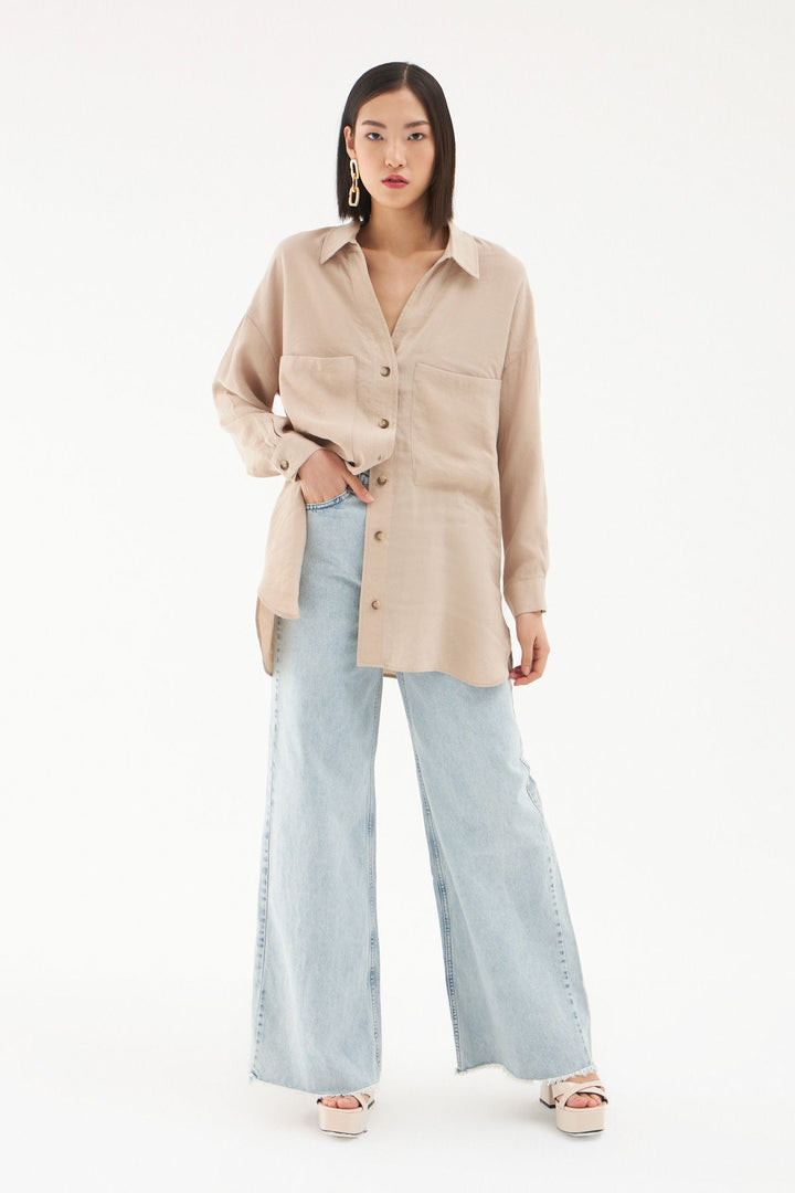 Cep Detaylı Gömlek Taş