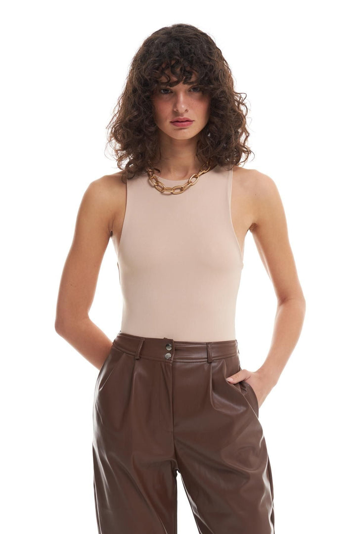 Halter Neck Bodysuit Beige