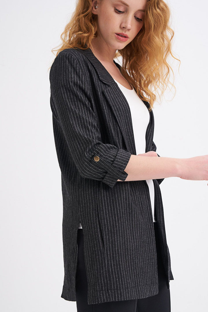 Striped Blazer Jacket Anthracite