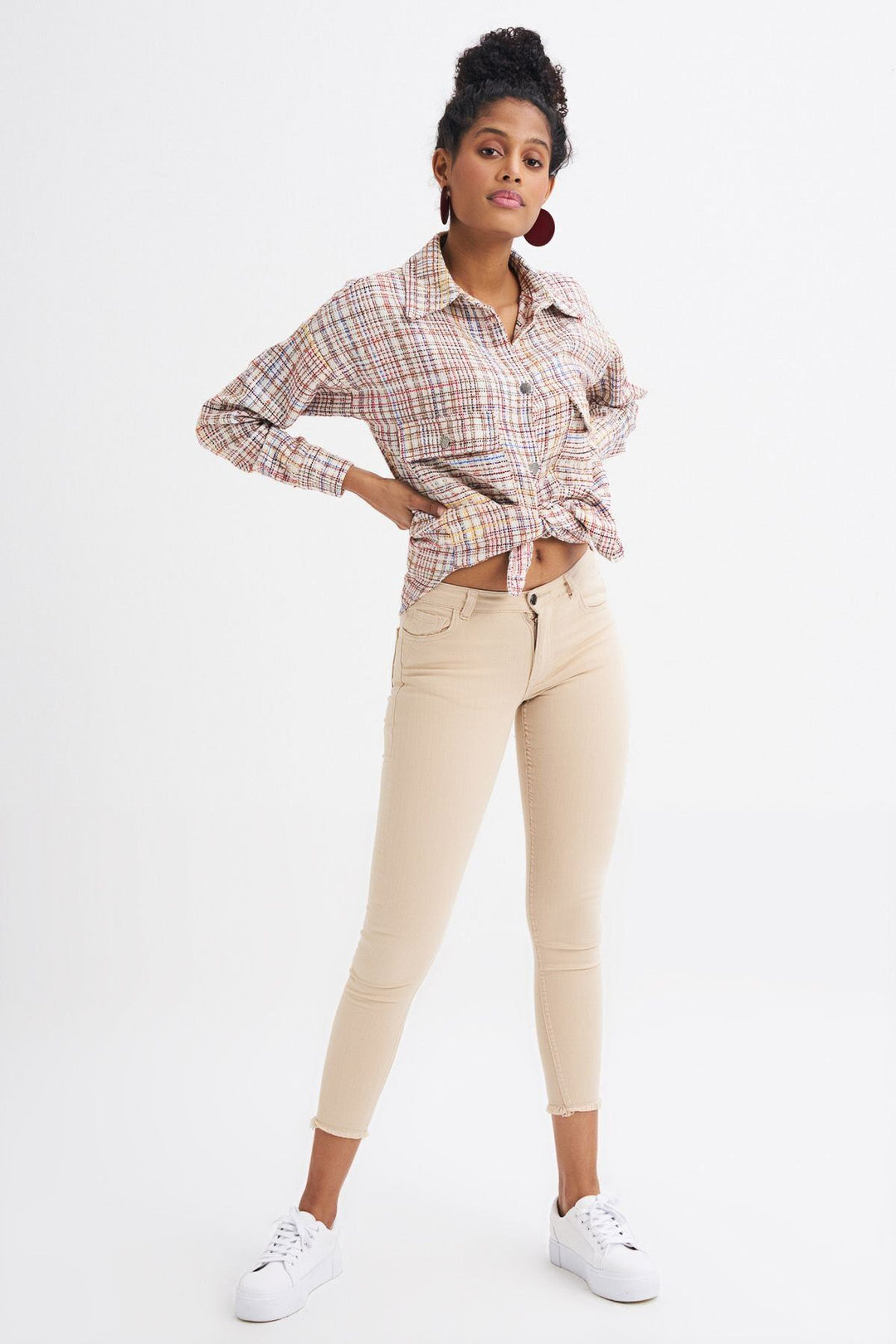 Pocketed Skinny Pants Beige