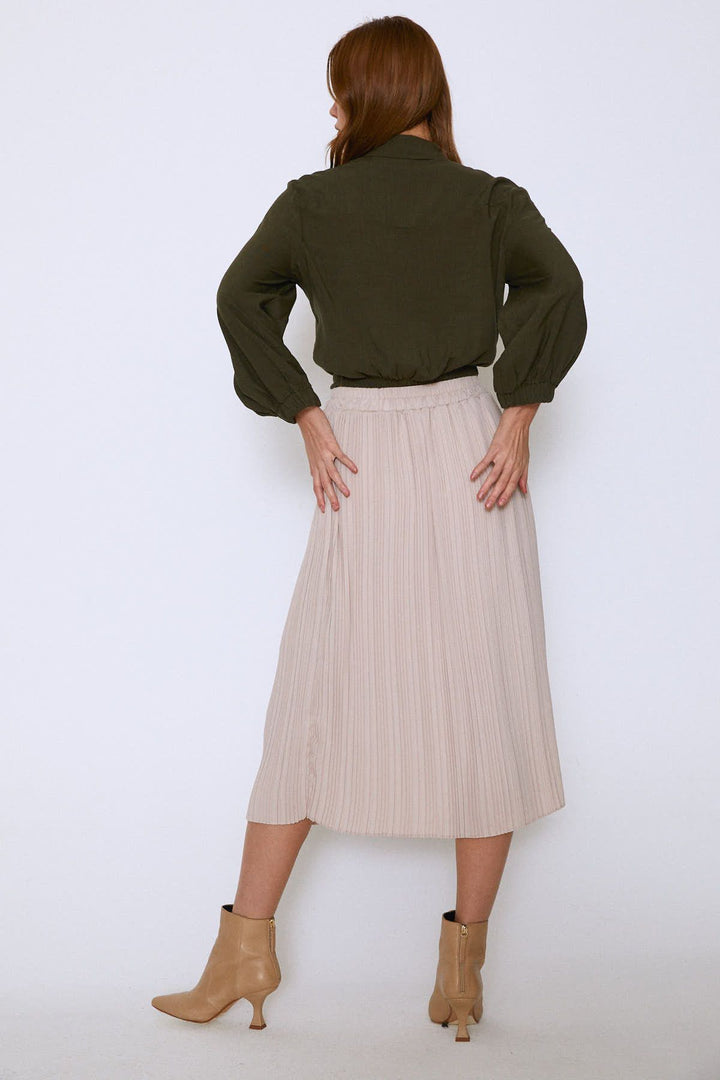 Lastikli Kol Beli Düğümlü Gömlek Haki