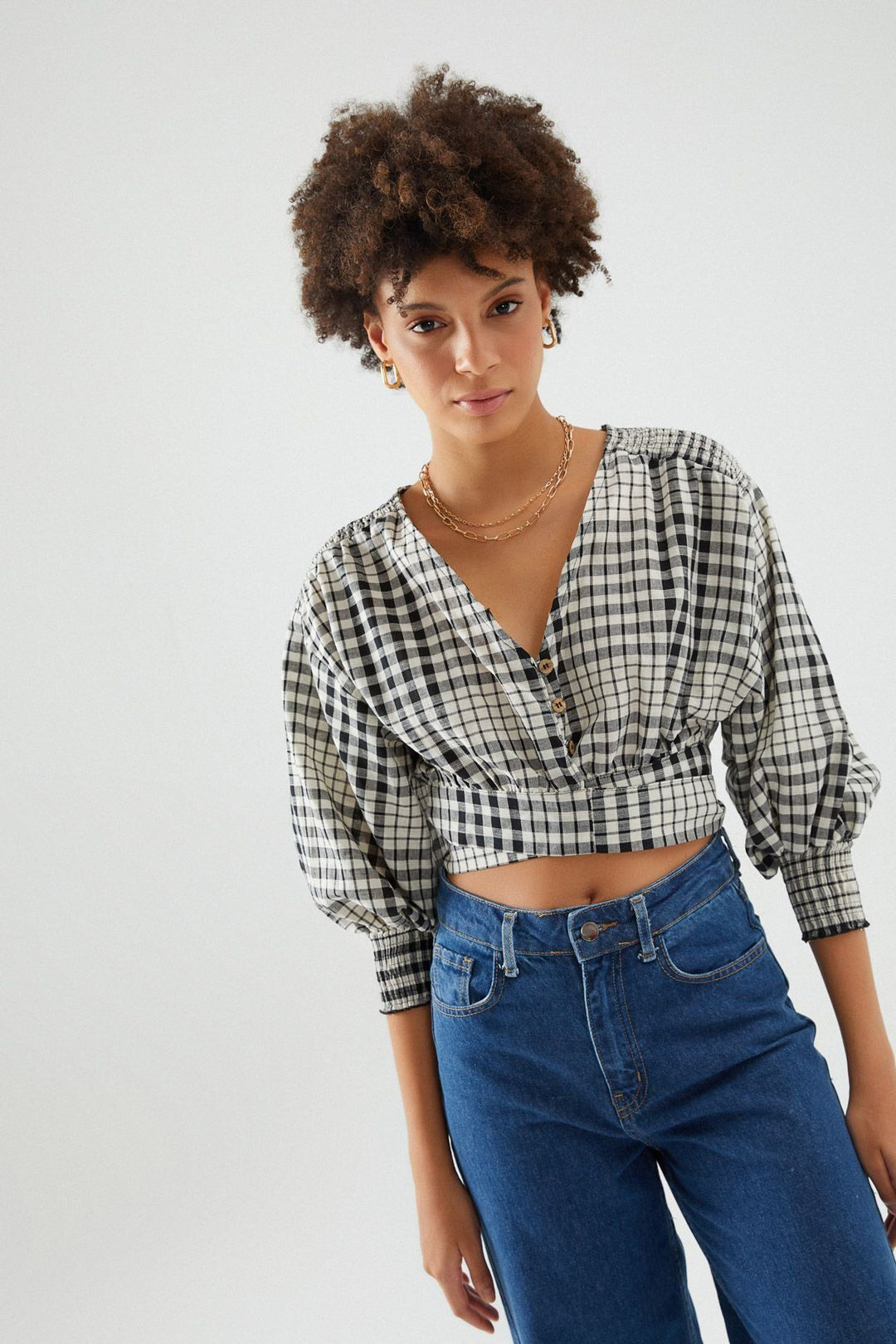 Striped Tie Blouse Black