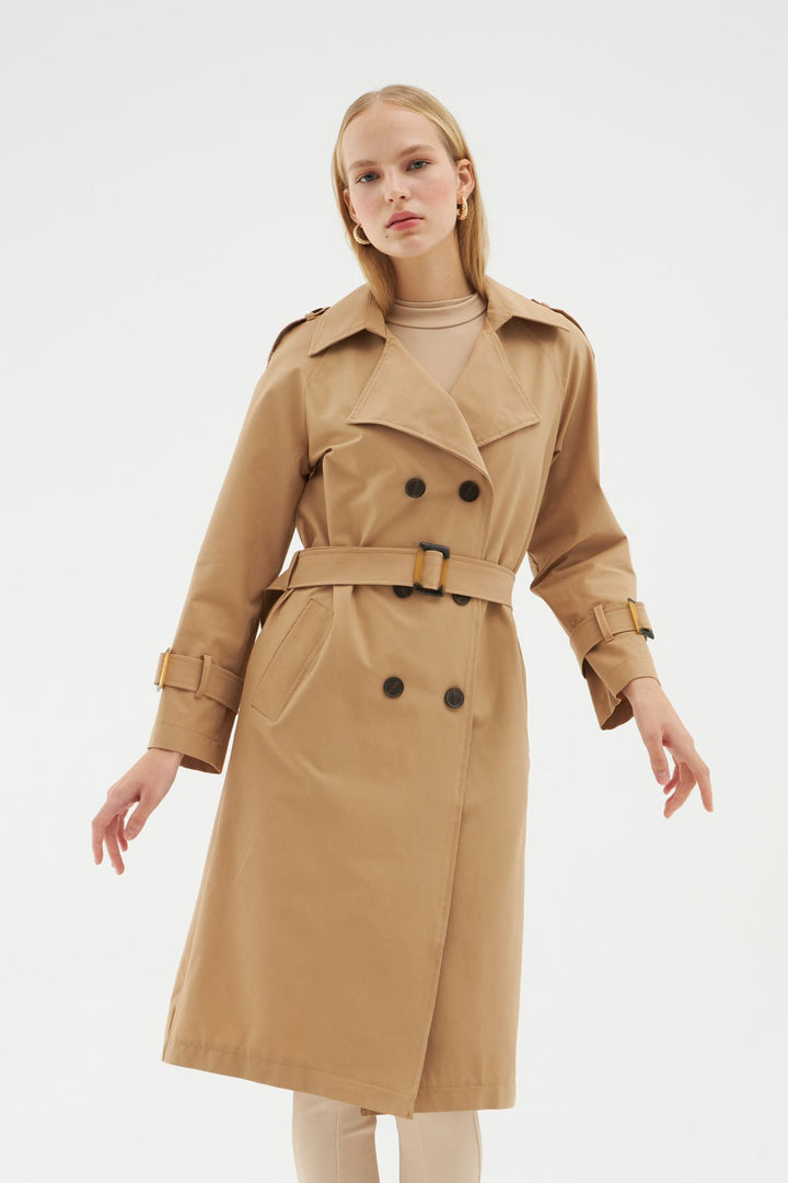 Belt Detailed Trench Coat Camel