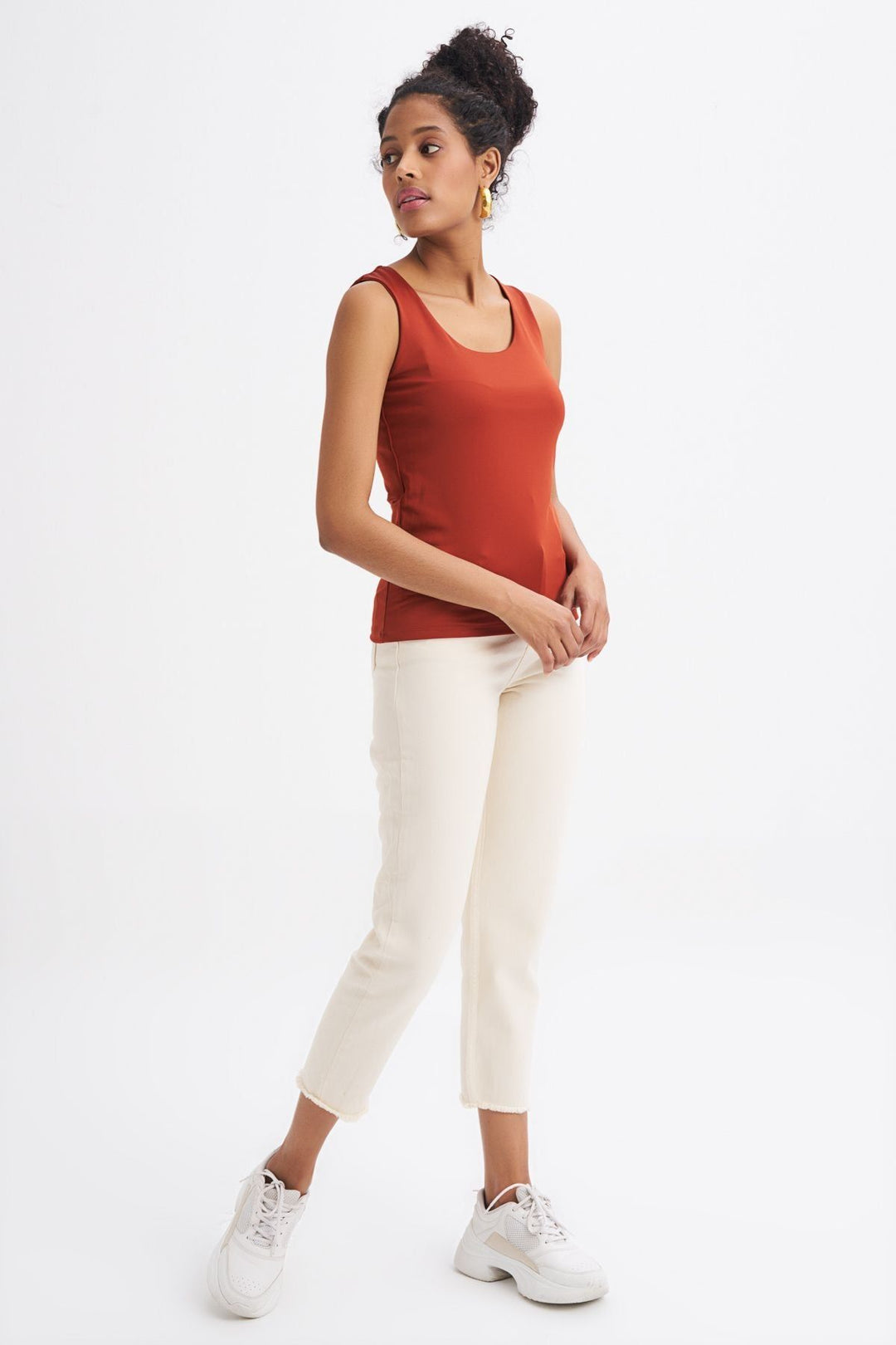 Kalın Askılı Basic Bluz Kiremit