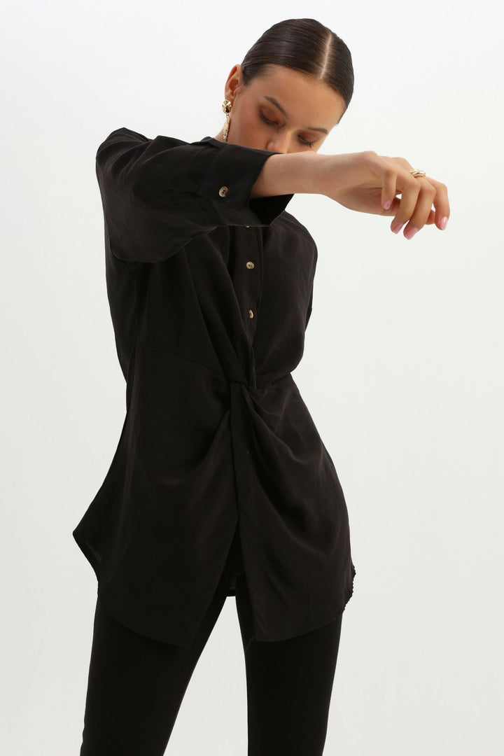 Pleated Waist Shirt Black