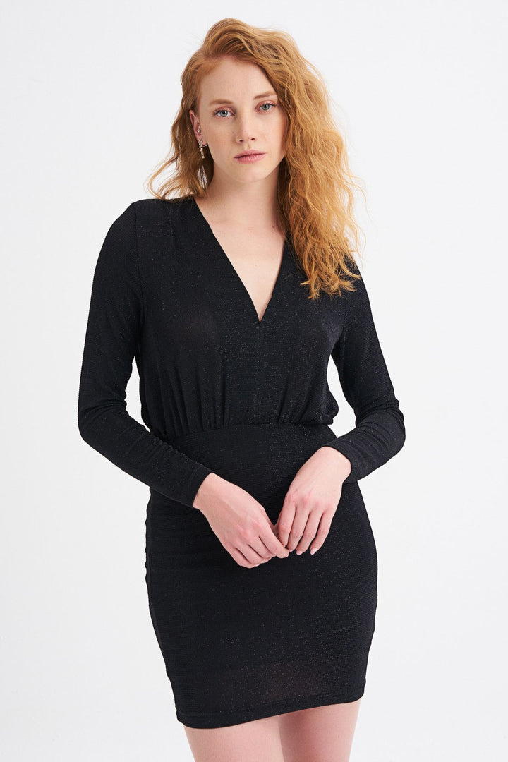V Neck Dress Black