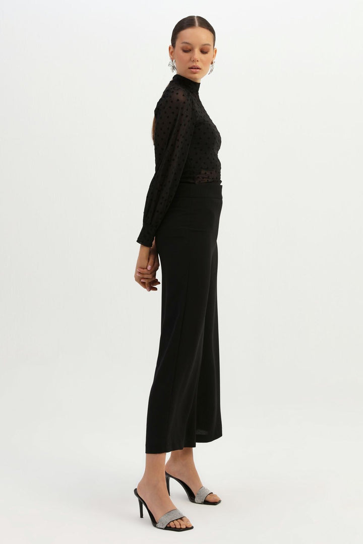 Balloon Sleeve Tulle Blouse Black