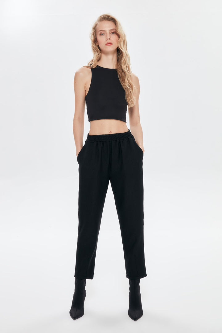 Elastic Waist Jogger Pants Black