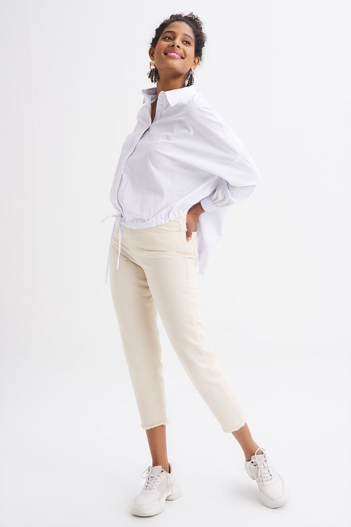 Tie Front Oversize Shirt White