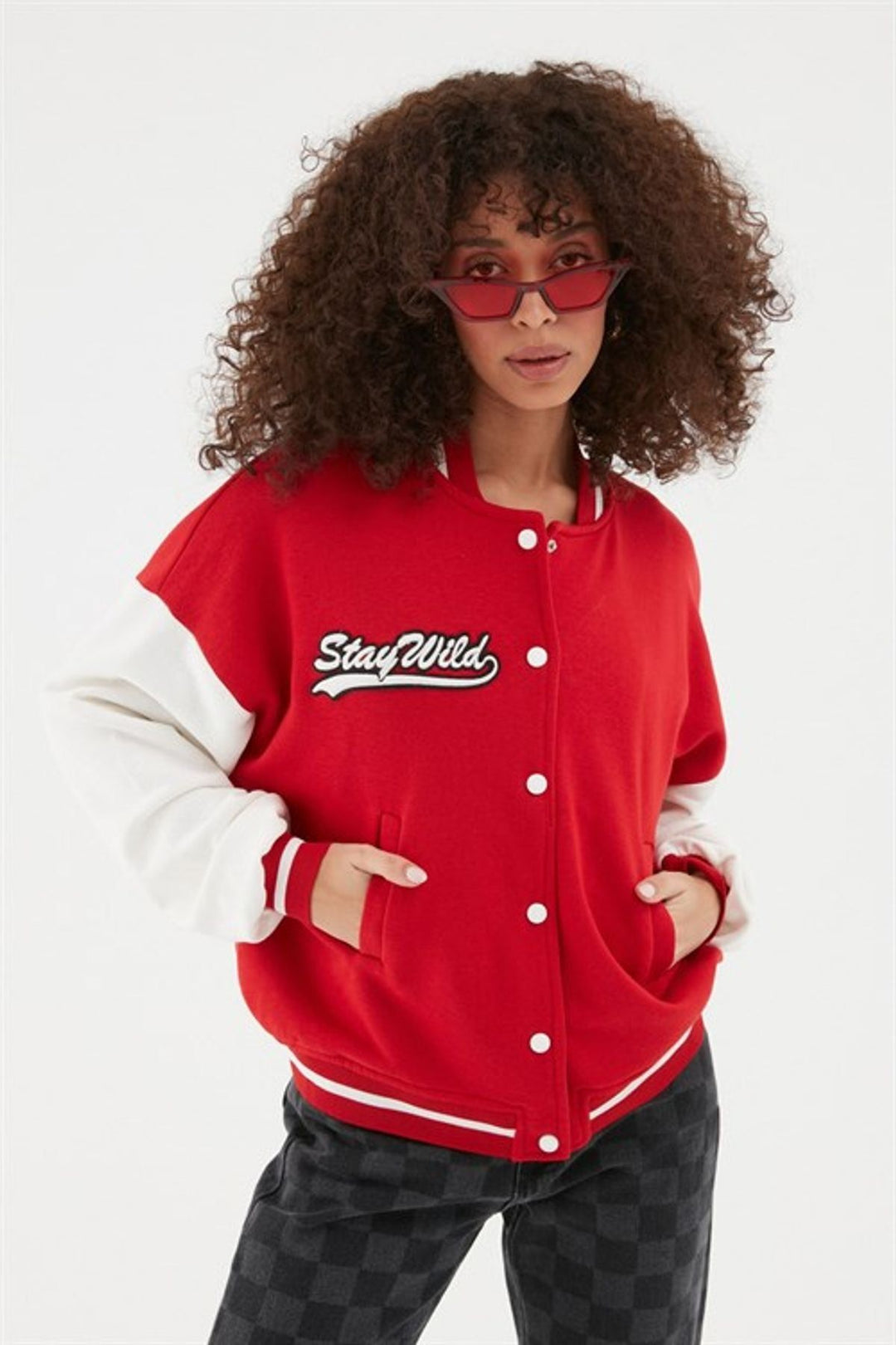 Sırtı Baskılı Bomber Ceket Kırmızı