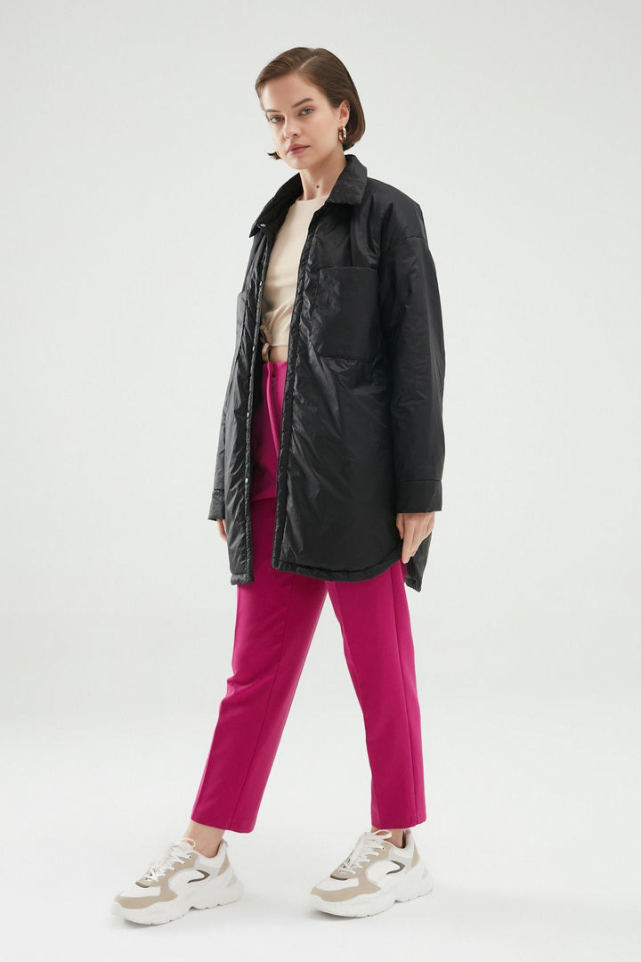 Oversize Uzun Ceket Siyah