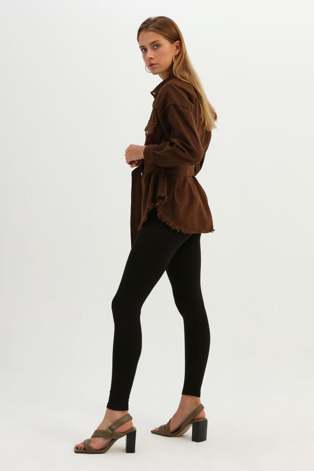 Belted Gabardine Jacket Dark Brown