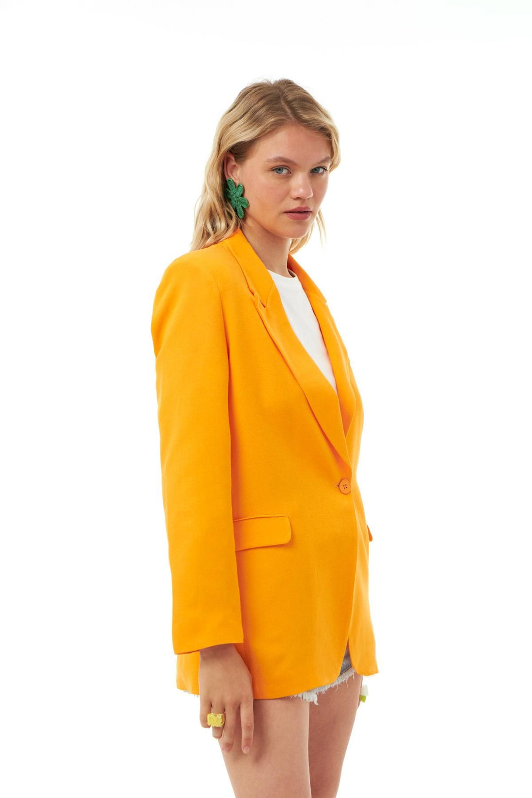 Keten Blazer Ceket Turuncu