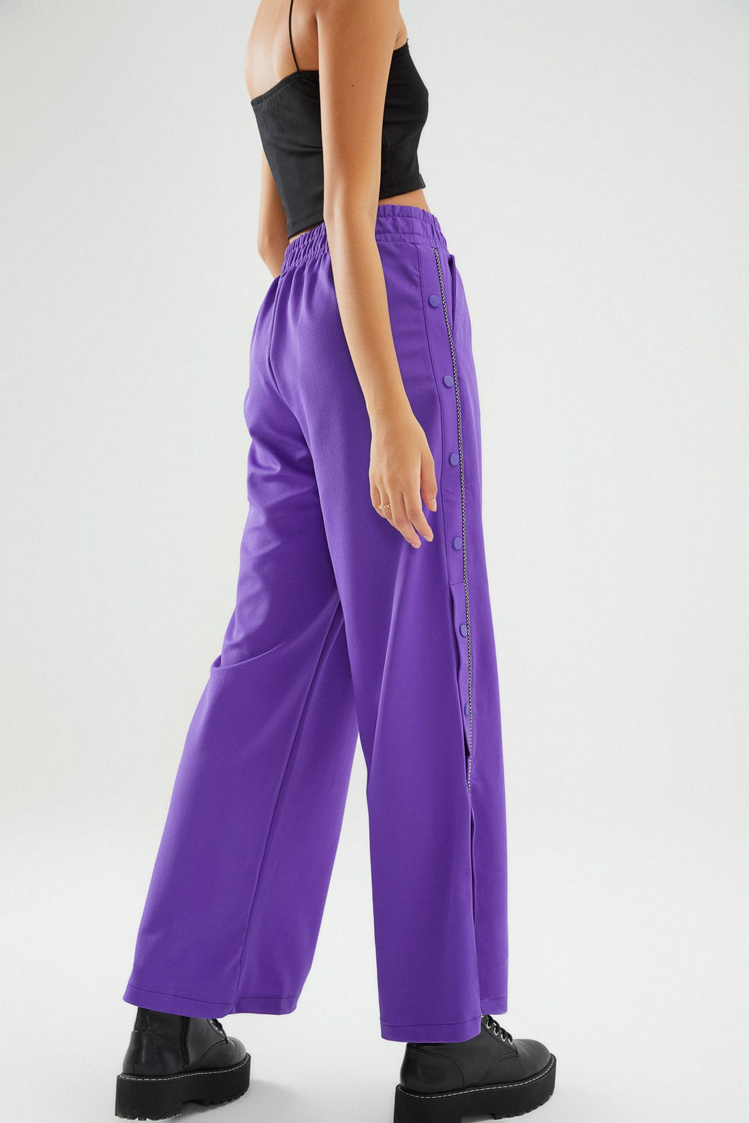 Side Snaps Trousers Purple