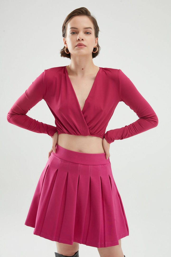 Double Breasted Crop Blouse Orchid