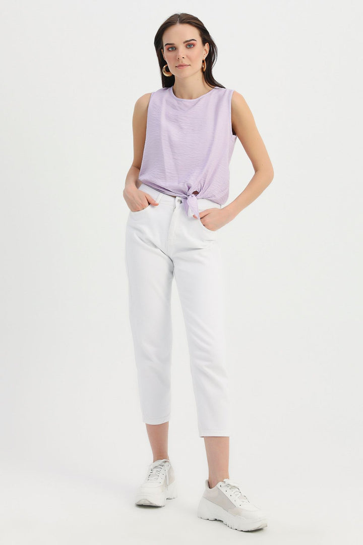 Tie Detailed Sleeveless Blouse Lilac