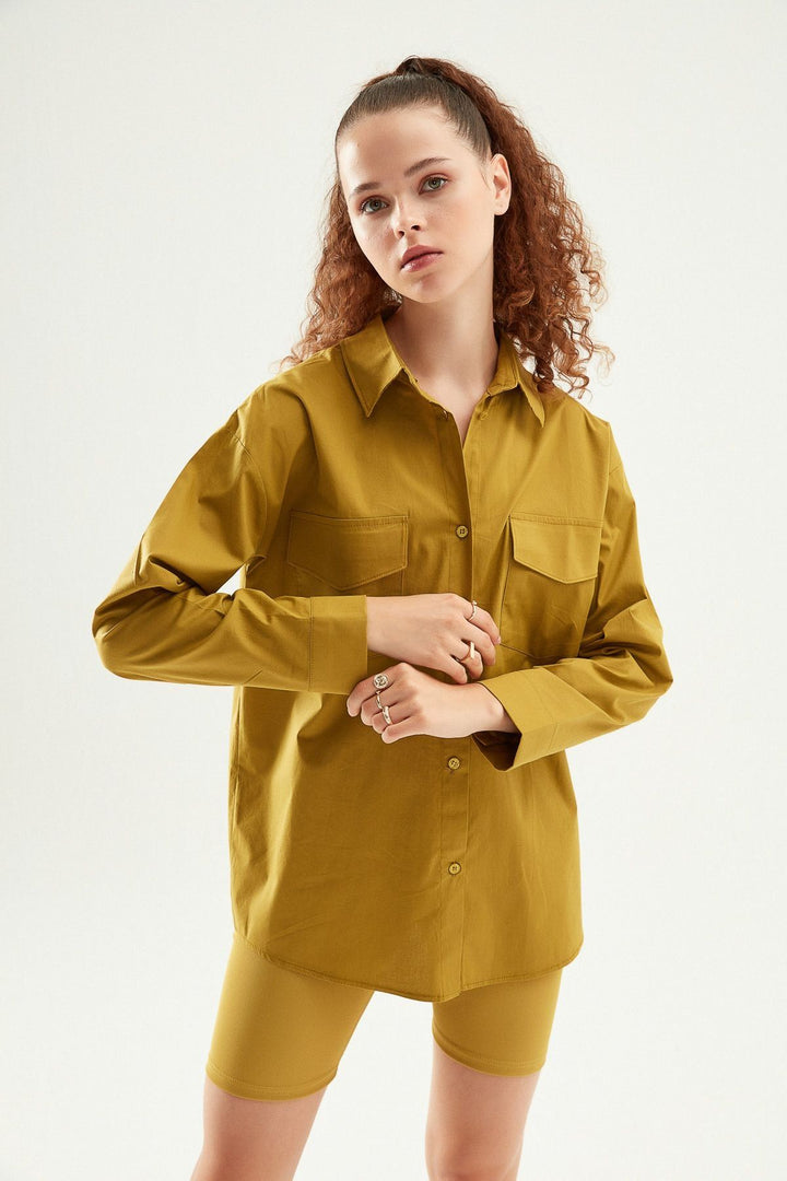 Low Back Oversize Shirt Olive