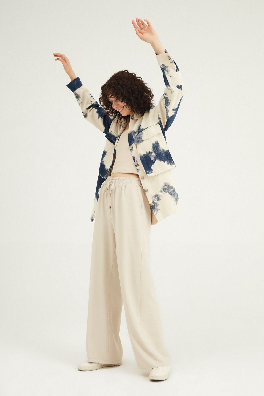 Patterned Pocket Gabardine Shirt Blue