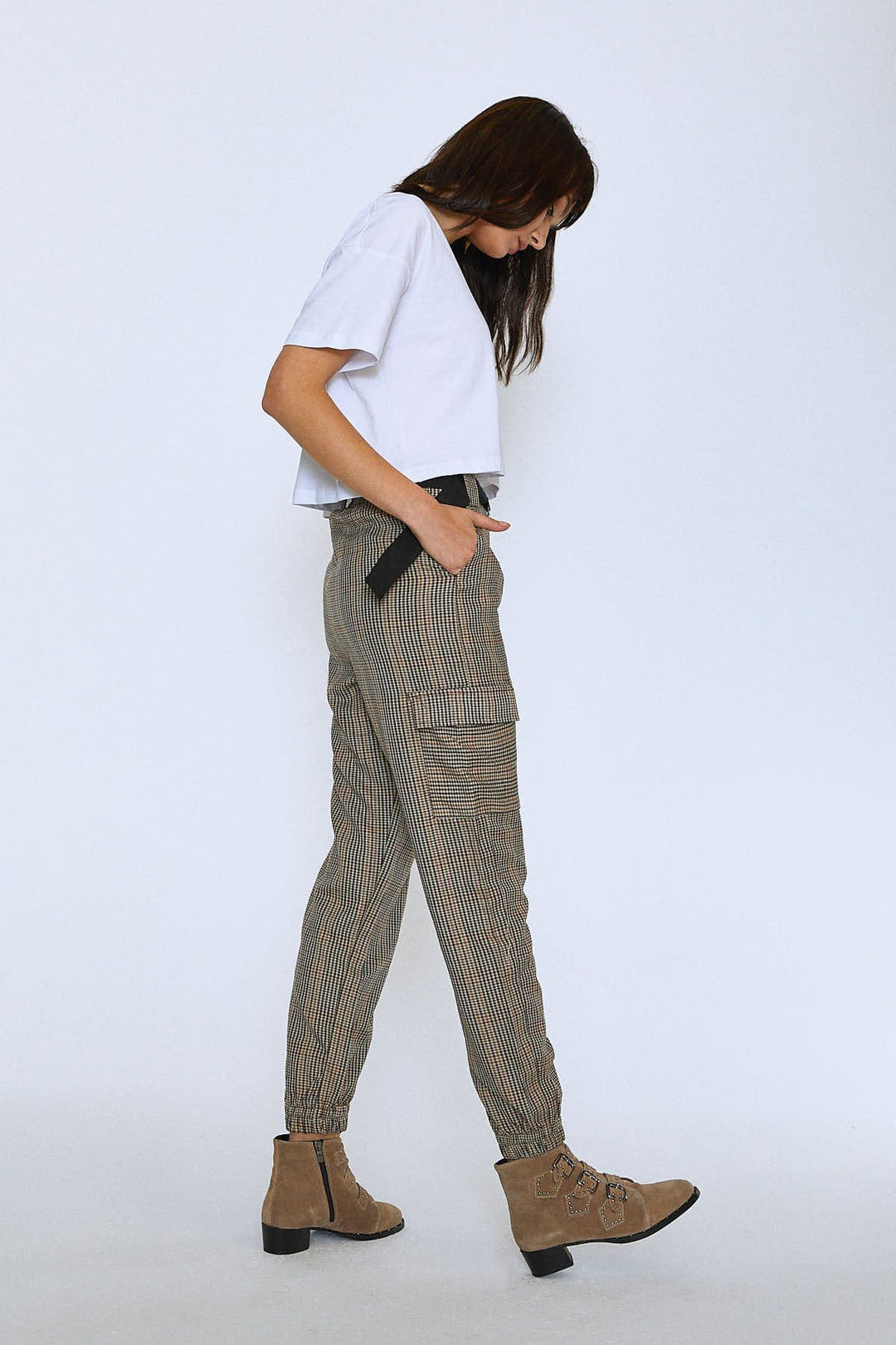 Belted Jogger Pants Gray