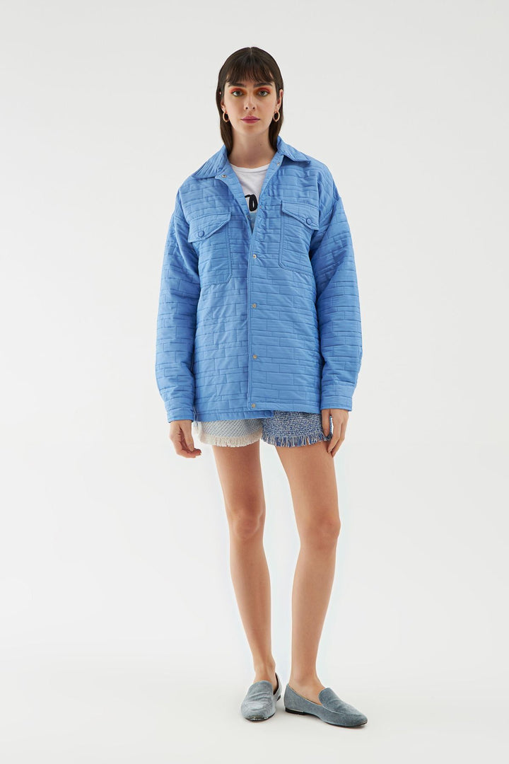 Pocket Quilted Jacket Blue