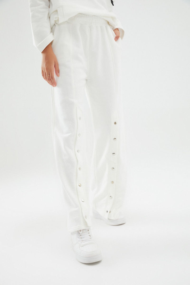 Wide Leg Snap Snap Tracksuit White